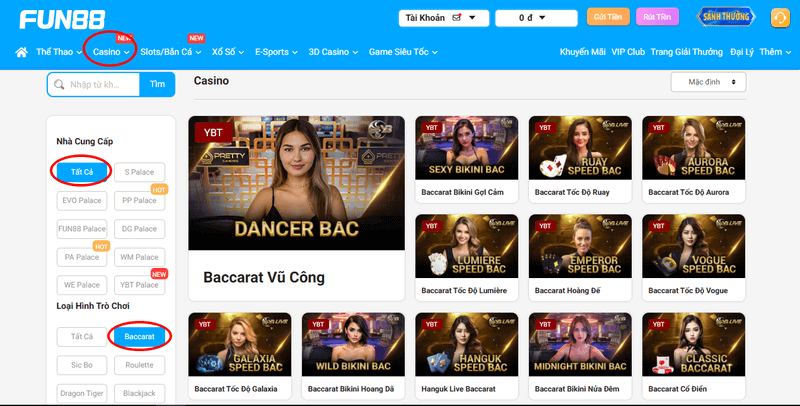 hướng dẫn chơi baccarat fun88