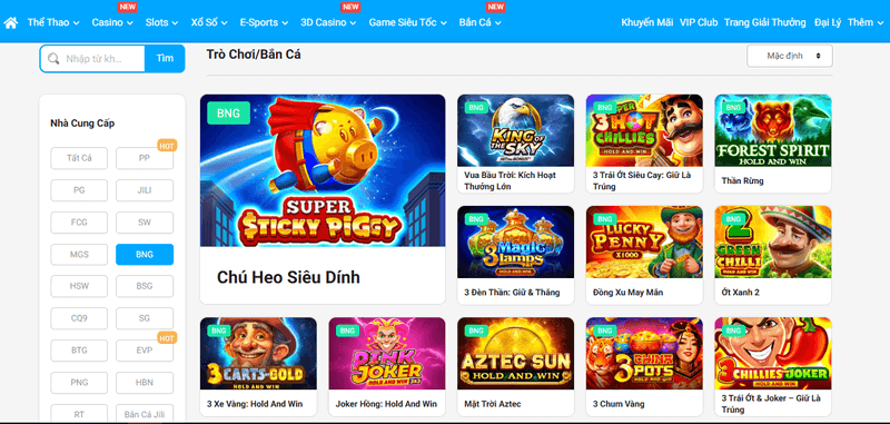 sảnh slot BNG