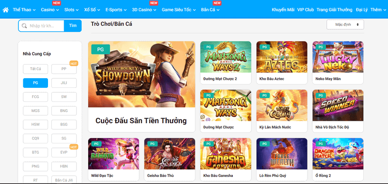 sảnh slot PG