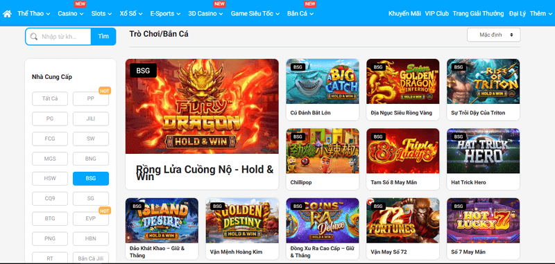 sảnh slot betsoft